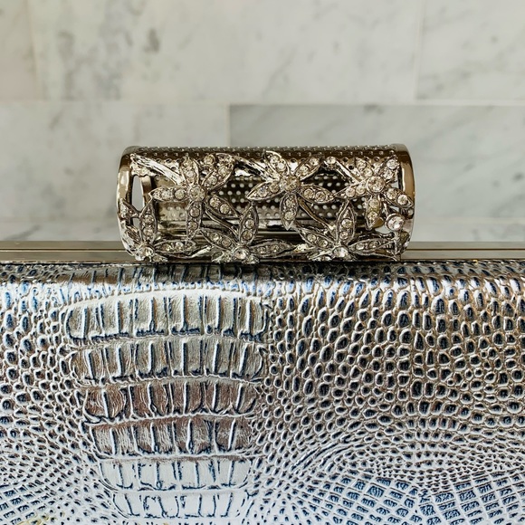 Silver Crocodile Diamond Clutch - Picture 8 of 12